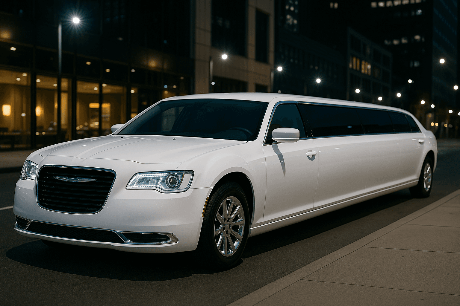 White 10 Passenger Limo exterior example