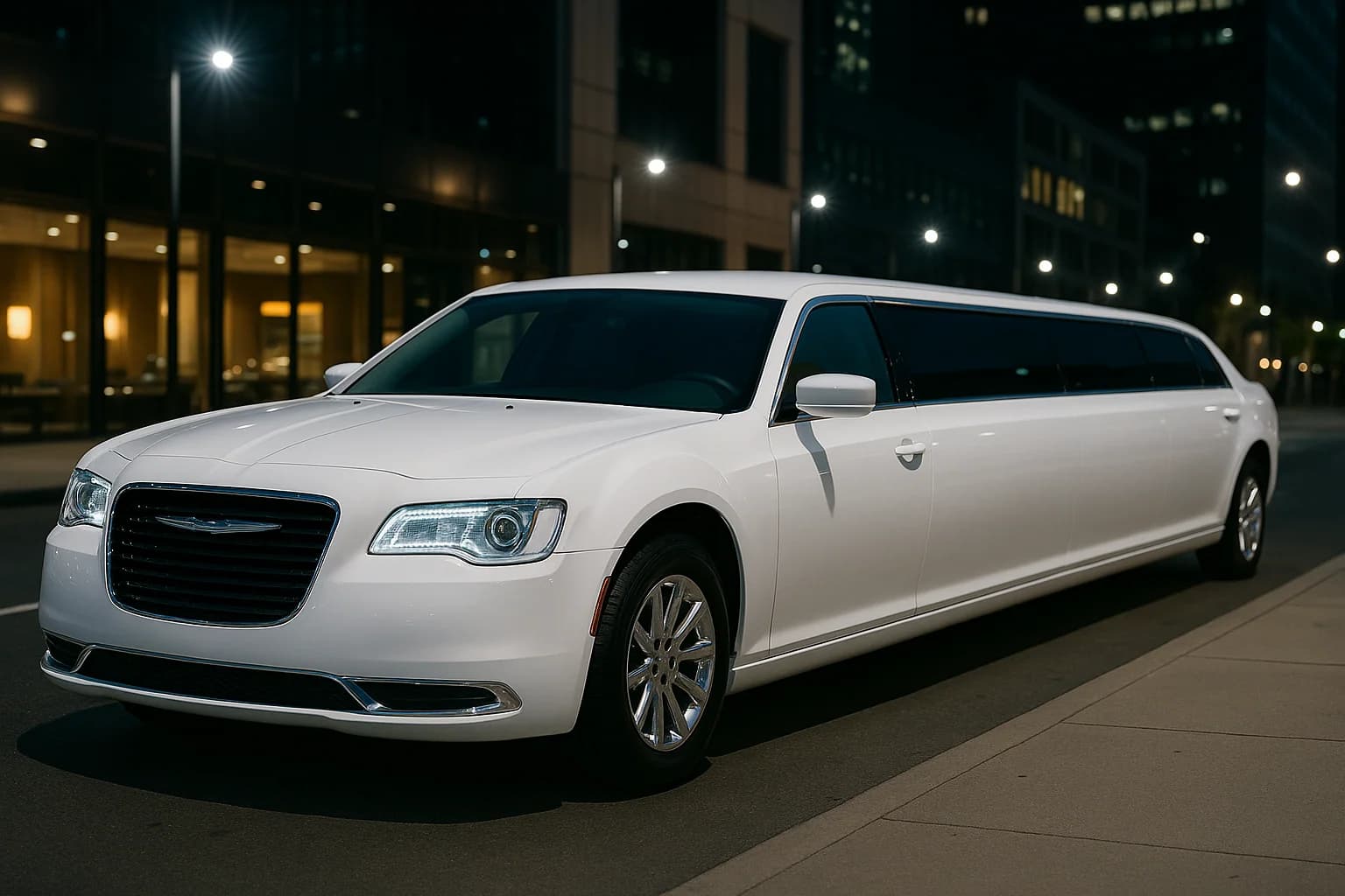 White 10 Passenger Limo exterior