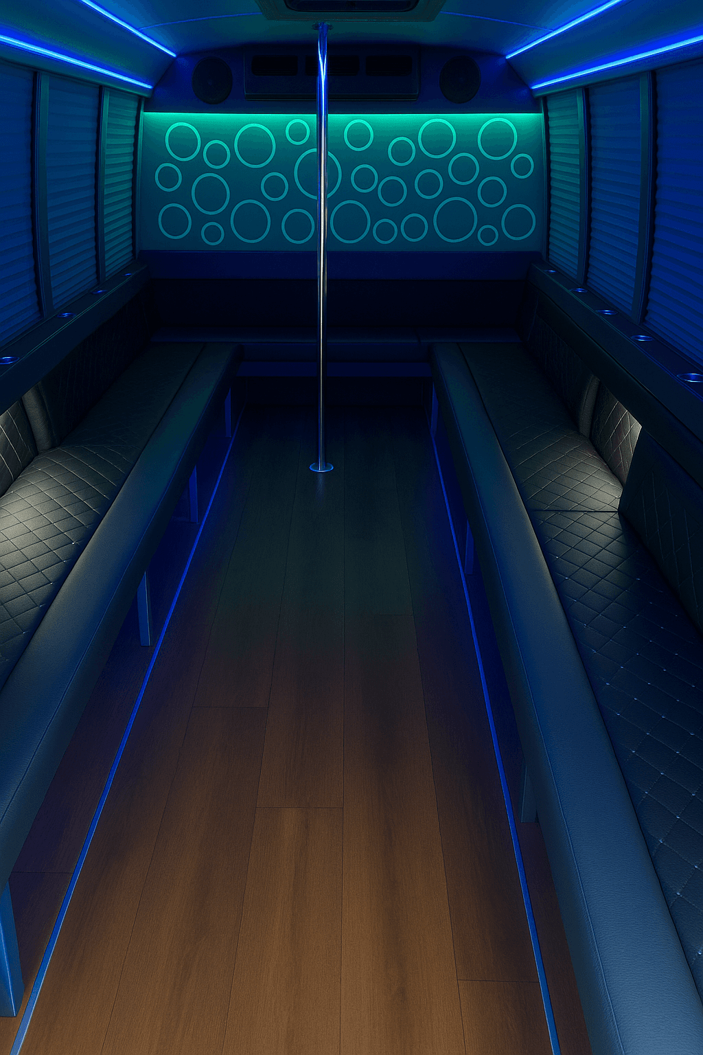 16 Passenger Party Bus interior example