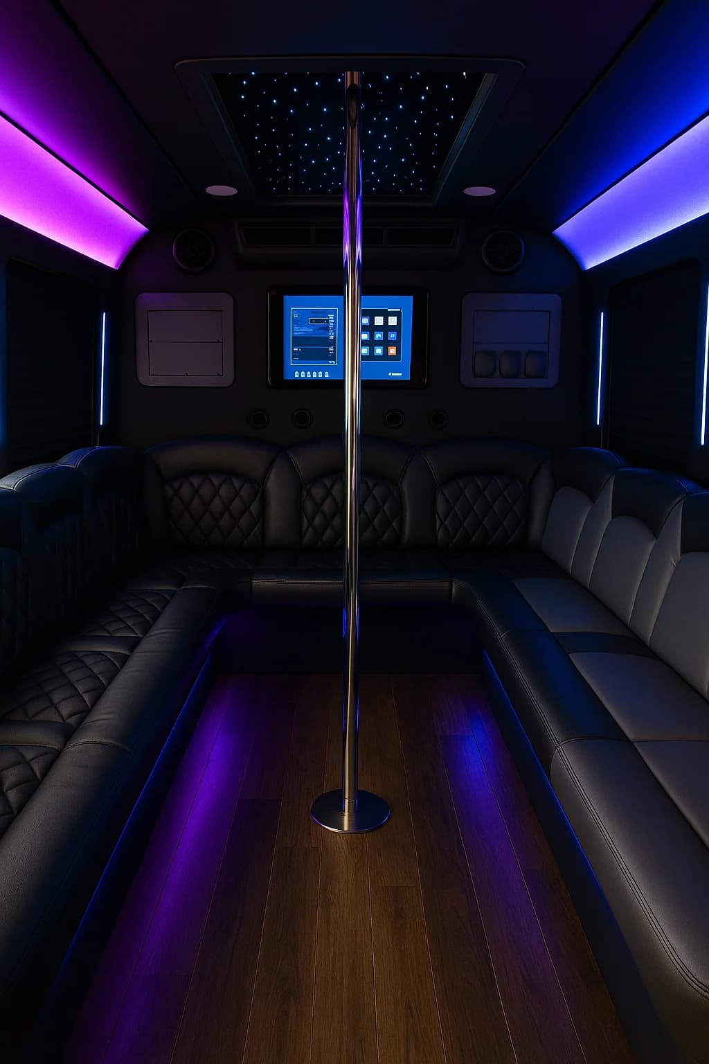 18 Passenger Party Bus interior example