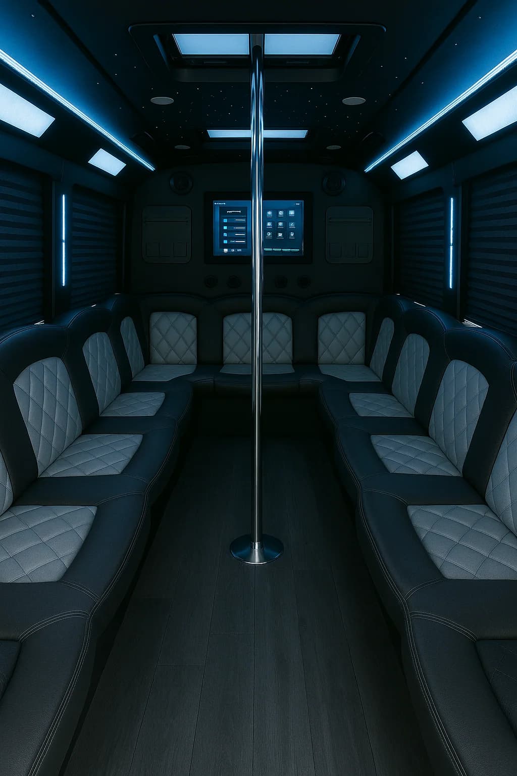 22 Passenger Party Bus interior example