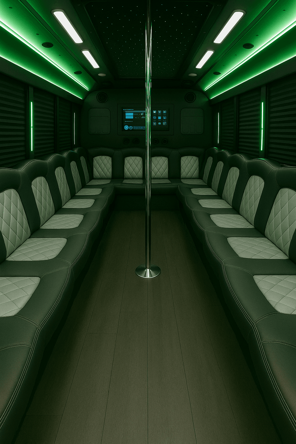 36 Passenger Party Bus interior example