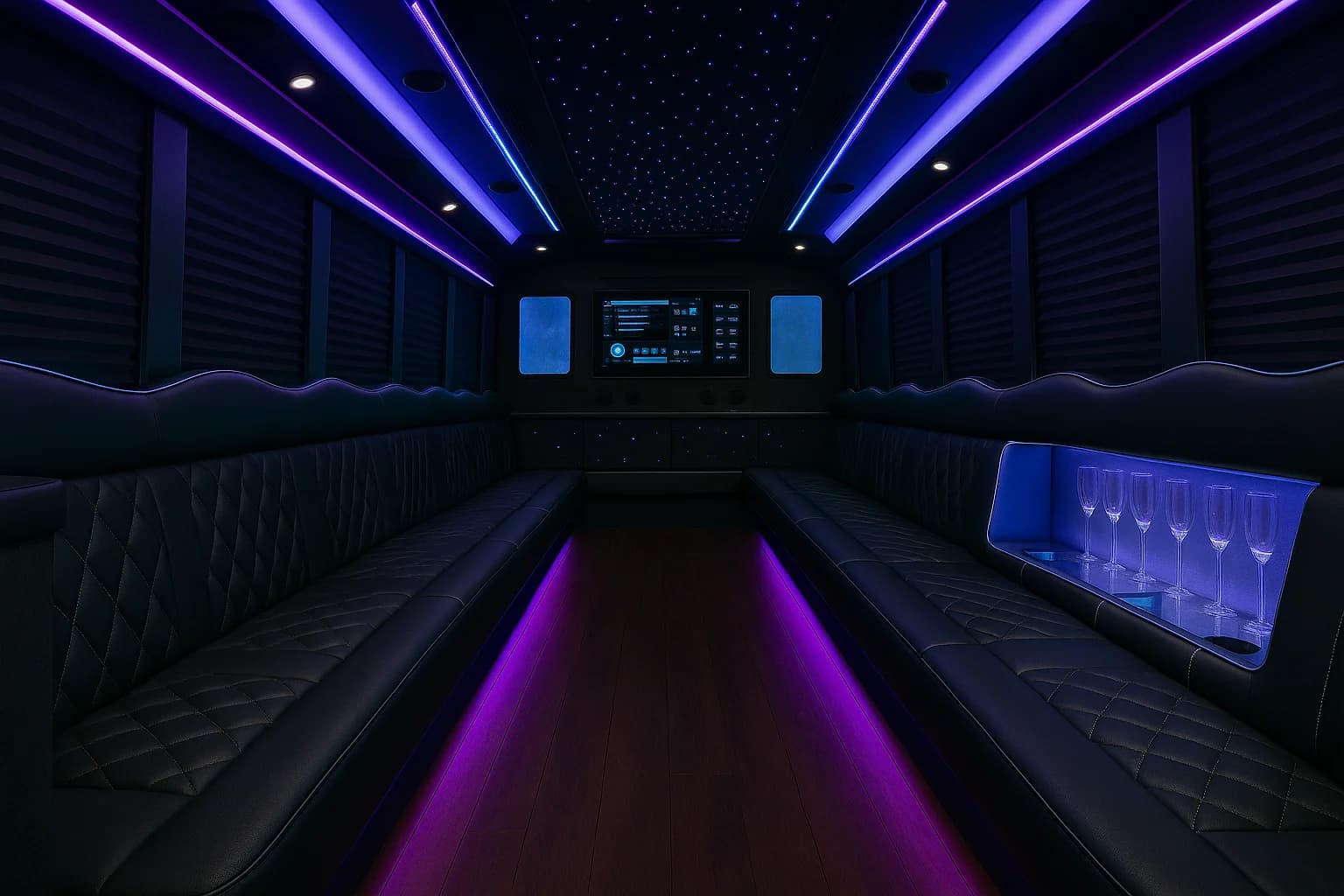 38 Passenger Party Bus interior example