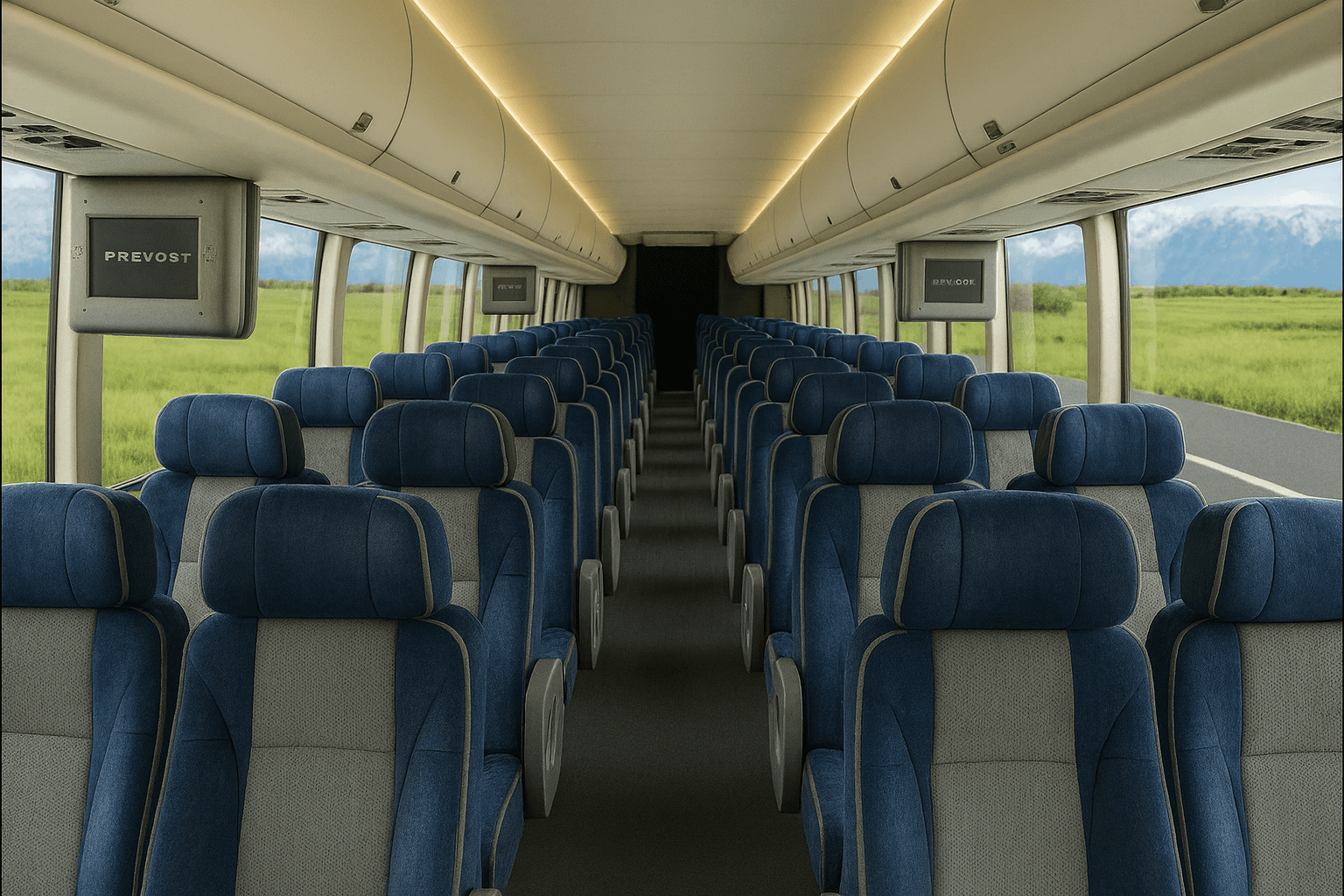 50 Passenger Coach Bus interior