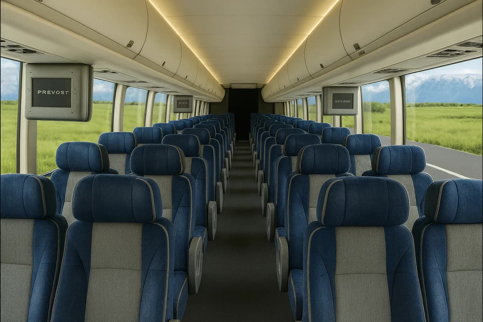 50 Passenger Coach Bus interior example