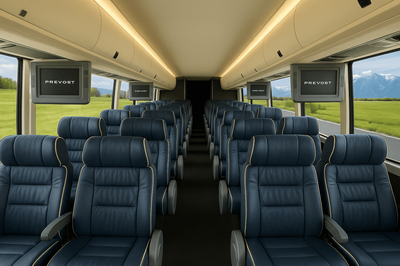 52 Passenger Coach Bus interior example