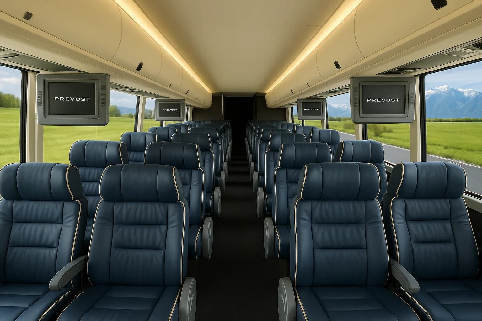 52 Passenger Coach Bus interior example