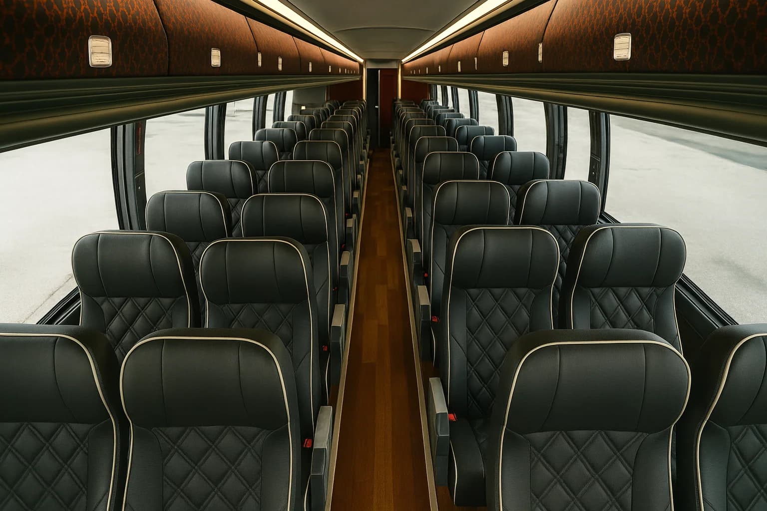 56 Passenger Coach Bus interior example