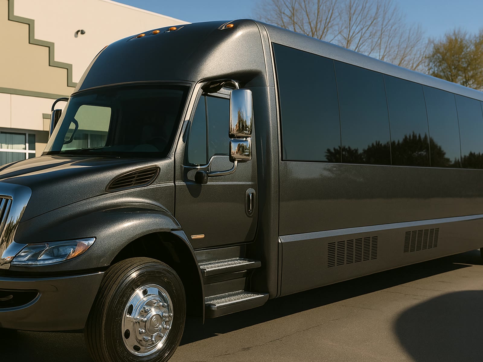 Party bus exterior for cost-factor vehicle bands