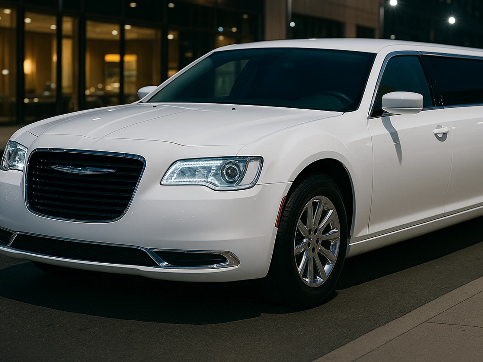 White limousine for formal group arrivals