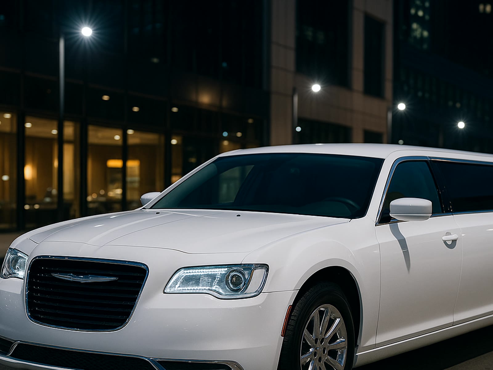 White limousine crop for formal destination arrivals